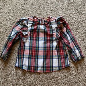 Crewcuts Ruffle plaid Shirt Size 10